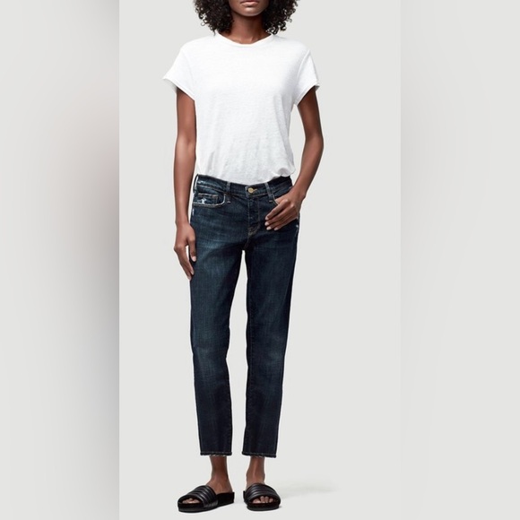 Frame Denim Denim - Frame Le Garcon Crop ‘covant’ distressed dark wash taper boyfriend jean - 26